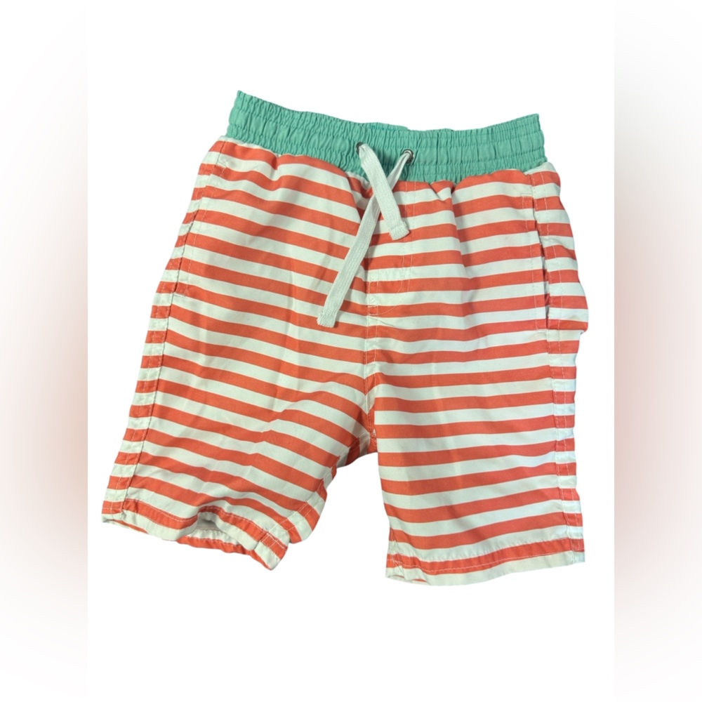 Striped Kids Shorts - Orange and Green